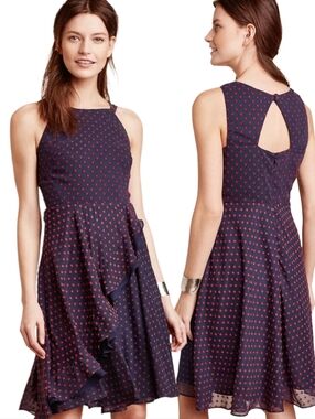 ANTHROPOLOGIE x EVA FRACO "Marianne" Swiss Dot Ruffle Dress -Size 8